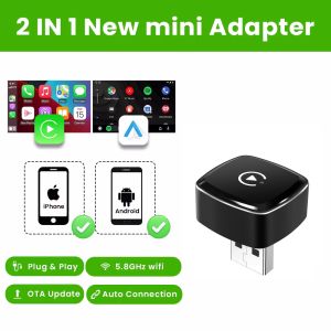 ANYFAR | 2in1 Wireless CarPlay Adapter Android Auto AI Smart Box Car Intelligent System Suitable For VW Toyota Nissan Honda Kia Opel MG