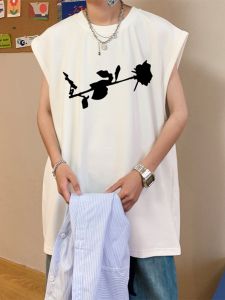 Heavyweight Cotton Vest Mens Summer American Retro Trendy Design Pure Cotton Sleeveless T-Shirt Fashionable Sun Protection Clothing