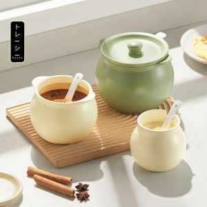 Hũ gốm sành sứ có nắp đựng mỡ lợn kèm thìa âu sứ gốm đựng mỡ có nắp sang trọng 400 - 1400ml