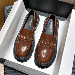 Ielgy mũi tròn Flatform Giày lười đế bằng phụ nữ của da JK Giày có kích thước lớn