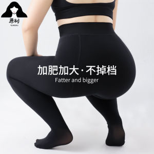 Plus Size Womens Nylon Pantyhose Spring Autumn Winter Black Fleece Lined Leggings High Waist Thickened Polyamide Fiber