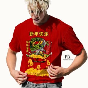 Baju Kaos Imlek Couple Keluarga 2024 Naga Polo Exchange Sincia Lengan Pendek Spandex (Pre Order)