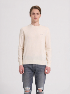 Wool and Cashmere Blend White Sweater Long Sleeve