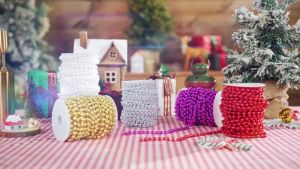 16.4ft/5mm Christmas Tree Beaded Garland Plastic Garland Beads For Christmas Tree Holiday Wedding DIY Ornaments