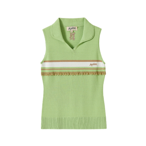 keypotegolf | American Vintage Sleeveless Lace Knit Women Polo Shirt