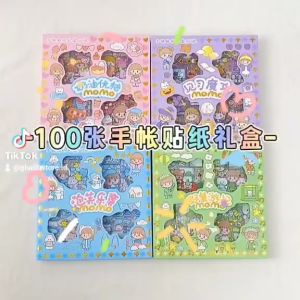 Stiker Momo READY 1BOX/100 Lembar Transparant Anti Air Motif Lucu