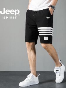 Quần Short Cotton Nguyên Chất JEEP SPIRIT 5 Inch Cho Nam Quần Thể Thao Thường Ngày Đi Biển Sọc Thẳng Cạp Vừa Mùa Hè