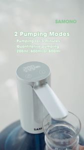 SAMONO Pompa Galon Portable USB Rechargeable Touch Screen Gallon Dispenser Water Pump Food Grade SW-CQ02S White