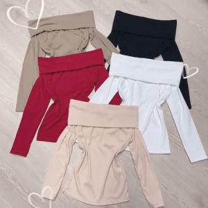 Áo Trễ Vai Len Gân Tay Dài Đủ Màu Phối Đồ Cực Đẹp W1 / Áo Bẹt Vai Chất Thun Gân Đẹp