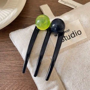 Korean Style Three-Tooth U-Shaped Hairpin Bead Hair Accessories Daily Commuting Ball Headpin Back of Head Bun Maker