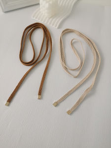 โบฮีเมียน เอว เข็มขัดตกแต่งทอแคบสายไฟพร้อม กระโปรง เสื้อแจ็คเก็ต กางเกง ผูกปมผีเสื้อ เอว หนัง เข็มขัด