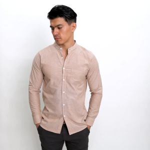 VENGOZ Kemeja Oxford Shanghai Pria Slim Fit - Khaki