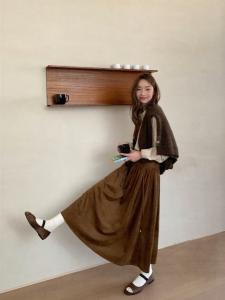 NIHAOKANONG | Chân Váy Dài A-Line Cao Waisted Giảm Béo