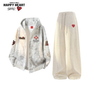CHARLES JANGS HAPPY HEART | American Style Hooded Sweater Set Trousers