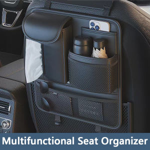 Nappa leather Car Seat Back Storage Bag Car Seat Back Hanging Storage Bag Multifunctional Car Organizer Car Tissue Box Water Cup Holder Sundry Storage Box Car Accessories