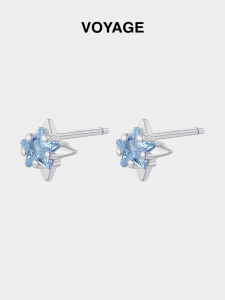 ZHENGZHAO | Blue Star Zircon 999 Silver Earrings