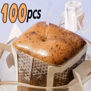 100Pcs Portable Non-woven Coffee Filter Bag Hanging Ear Side Drip Coffee Bag Disposable Hand-made Paper Kitchenware Tea Accessories