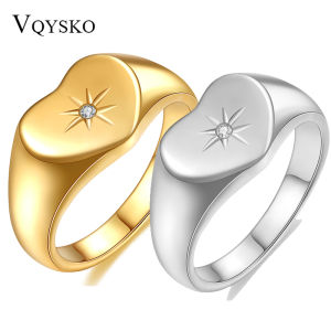 VQYSKO Love Eight-pointed Star Ring Crystal Zircon Anniversary Valentines Day Womens Mens Gift