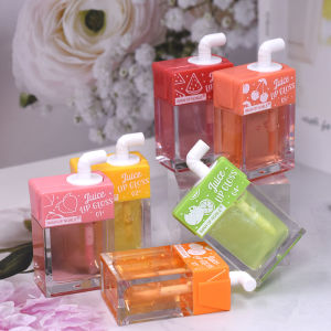 6PCS น่ารักกล่องน้ําผลไม้ Fruity Lip GLOSS Set Watery Transparent Moisturizing Lip Oil Liquid ลิปสติก LIPS เครื่องสําอาง