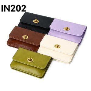 IN202# Irene Novy Women Korean Style Retro Lock Ins Multi-layer Card Holder Wallet