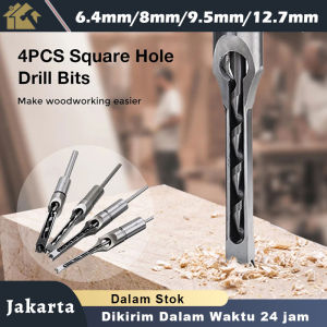 Mata Bor Perkayuan Lubang Persegi Pahat Mortising Kit Mortise Tenon Alat Kayu 6.4mm(1/4)/8mm(5/16)/9.5mm(3/8)/12.7mm(1/2) / Mata Bor bobok kayu Persegi Hole Drill Bit Bahan Baja Kerajinan Kayu