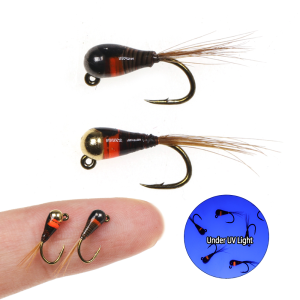 6pcs #16 Tungsten Bead Jig Nymph Fly Fast Sinking Wet Euro Perdigon Nymph Trout Perch Crappie Bluegill Fishing Lure Baits