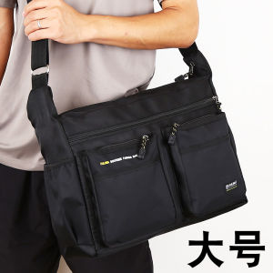 Large Capacity Multi-Layer Mens Shoulder Bag Travel Business Crossbody Bag Document Bag Soft Handle Sport Style Oxford Cloth