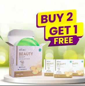 promo!!50 gram paket 3 pcs kiyoko beauty soap sabun atasi jerawat & flek memutihkan meremajakan kulit