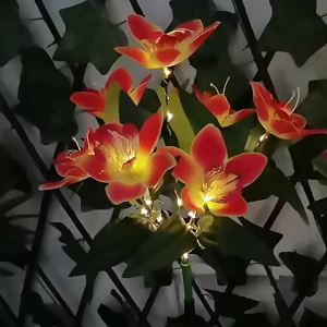 1pc 7-head Solar Artificial Orchid Flower Lawn Lights for Patio Yard Garden Wedding Christmas Decoration LED Solar Ground Lights
