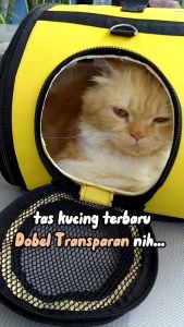 TAS KUCING PET CARRIER ASTRONOT DOBEL TRANSPARAN TERBARU BAHAN TAHAN AIR BISA SELEMPANG JINJING