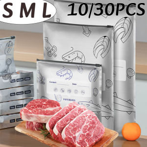 10/30PC Aluminum Foil Freezer Refrigerator Self Seal Bags With Zipper Resealable Thick Food Storage Bag Meat Fresh-keeping Bag