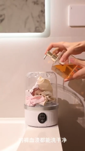 👍SG In Stock Portable Underwear Washer with Laundry Cup Cordless Rechargeable Mini Washing Machine Travel Home Dormitory