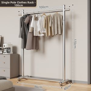 YIXUAN | Floor-standing Stainless Steel Double Pole Clothing Display Rack