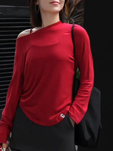 UYFY | Simple Round Neck Long Sleeve T-shirt Loose Fit Slimming Design Womens Autumn New Style