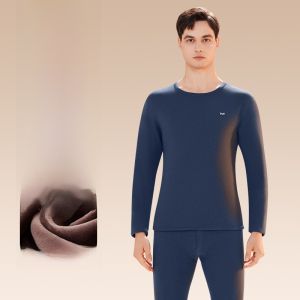 miiow | Mens Thermal Underwear Set Thickened Fleece Warmth Generating Base Layer Shirt Long Pants Ultra-Thick Polyester Spandex Blend