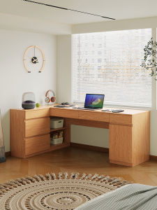 Corner Oak Solid Wood Study Desk