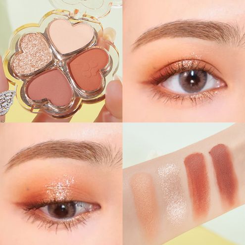 Dream PoemLucky Clover Eye Shadow Colors Pallete For Beginners Matte Glitter Natural Nude