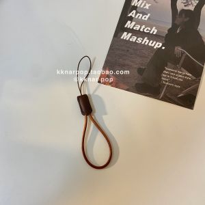 Fashionable Brown Leather Phone Strap Simple Stylish Korean Personality USB Flash Drive Lanyard New Model Mobile Phone Accessories