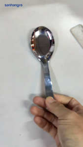 Thìa phở inox cao cấp SHR S60613 dài 16.5x4.6cm đáy phẳng - Combo 5 chiếc