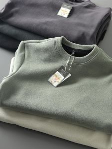 Áo Nỉ Dày Dặn Bằng Lông Cừu Và Sợi Tơ Tằm Áo Nỉ Cổ Tròn Thường Ngày Mùa Đông Chống Gió Cho Nam Áo Sơ Mi Lót Lông Cừu