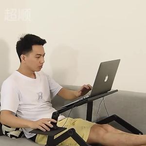 SXH Cooling Laptop Desk Creative Aluminum Alloy Adjustable Folding Stand Bed Desk Mobile Lazy Computer Desk