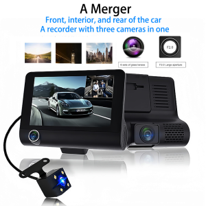 【Ready Stock】3 Lens 1080P High-definition Driving Recorder Recording in Front of Behind The car Simultaneously Sensor Recording Suction Cup Mount