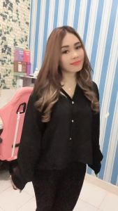 Atasan Blouse Hanin Kemeja Wanita Crop Polos Kasual Crinkle Airflow