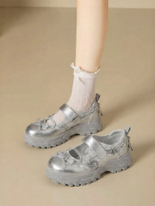 Agsdon | Sport Mary Jane Silver Sandals Breathable Thick Sole