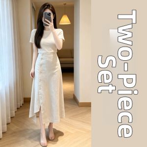 LIRUSHAN | Beautiful Short-sleeved Top Long Skirt Womens 2pc Set
