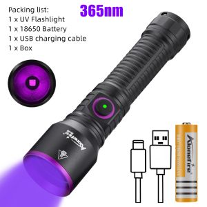 Alonefire | 365 NM Blacklight UV LED Flashlight Rechargeable High Power Torch Pet Cat Dog Urine Tinea Money Porcelain Ore Jade Scorpion Lamp