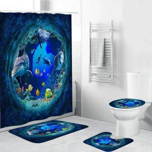Digital Print Dolphin Waterproof Shower Curtain