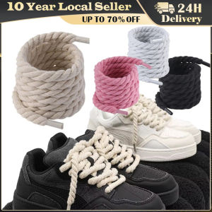 2pcs Thick Round Woven Cotton Jute Shoelaces for Sneakers Daily Shoes Decorative Replacement Laces 120cm Long Durable