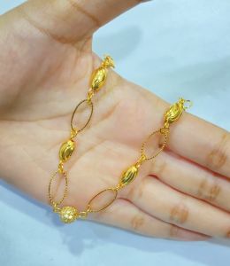 Gelang Jurai Wanita Bola Permata Aksesoris Perhiasan Lapis Emas