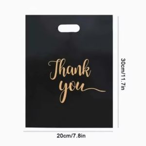 Túi Nhựa Cầm Tay Màu Đen In Chữ Thank You Dùng Cho Tiệc Tùng Sinh Nhật Đám Cưới Lễ Tạ Ơn Giáng Sinh - Túi Mua Sắm Cầm Tay